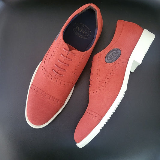 Sporty Oxford Style Leather Shoes with OHM Embossed