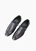 OHM Plain Toe Branded Zip Closure Slip-on Leather Shoes