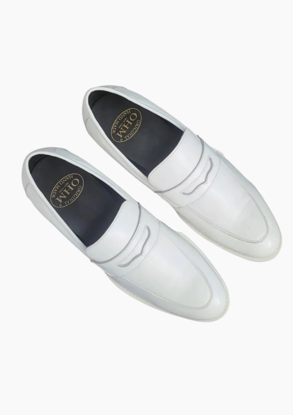 OHM Royal White Penny Loafer Leather Shoes