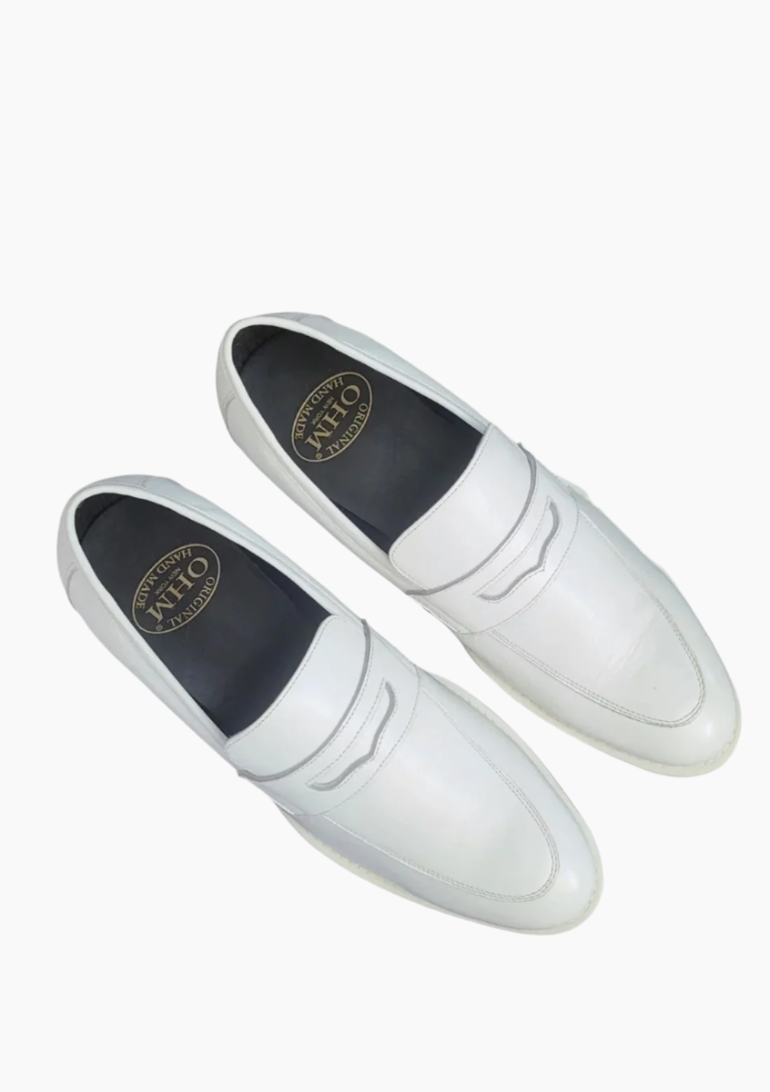 OHM Royal White Penny Loafer Leather Shoes