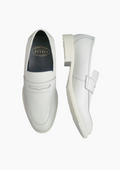 OHM Royal White Penny Loafer Leather Shoes