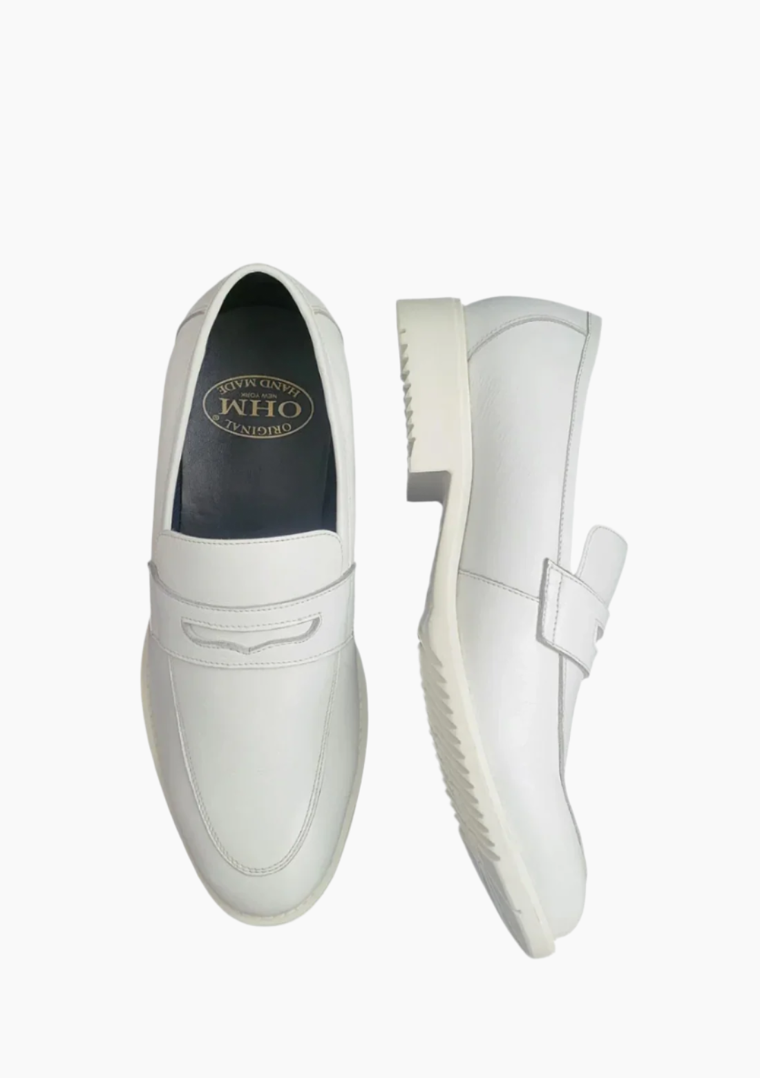OHM Royal White Penny Loafer Leather Shoes