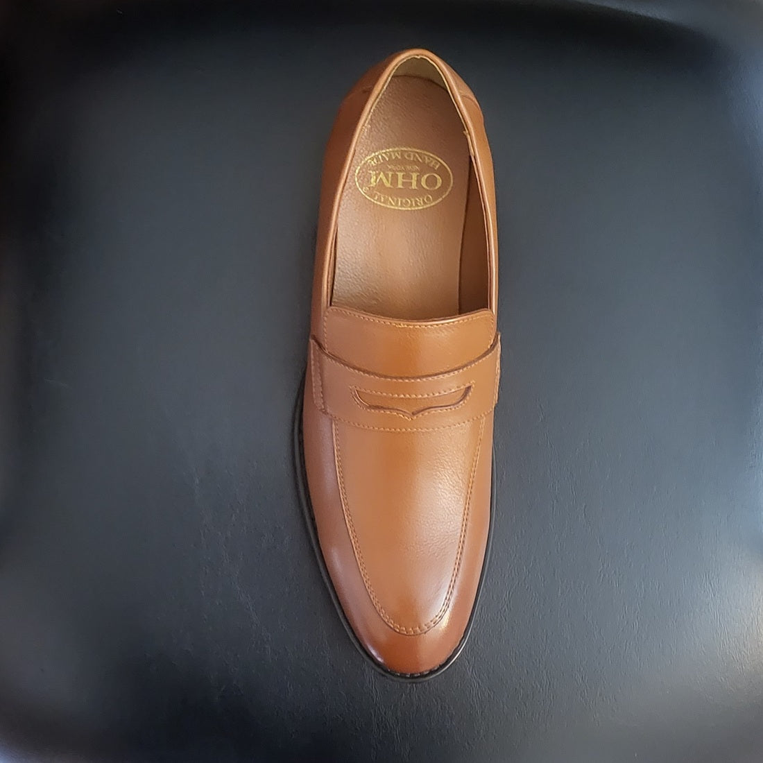 OHM New York Soft Grained Leather Double Stitched Penny Loafer Shoes