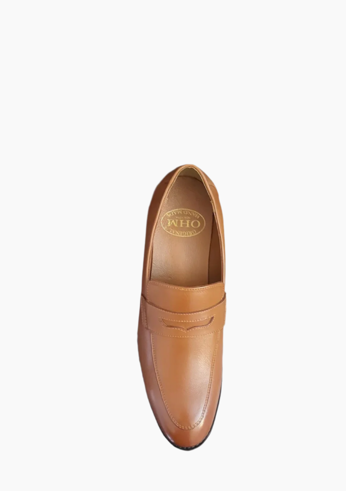 OHM Grained Leather Double Stitched Penny Loafer Shoes