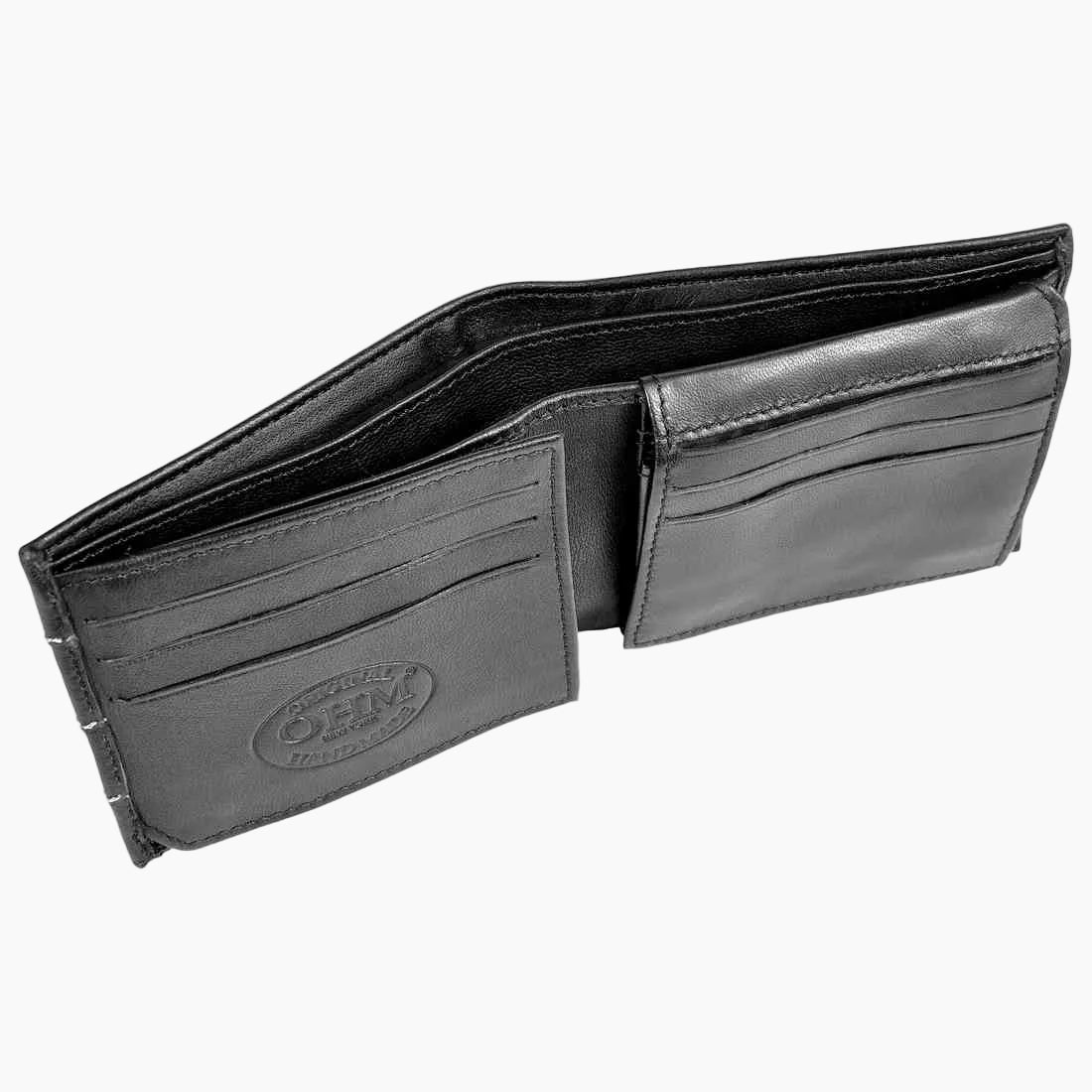 OHM New York Triple Front Line Stitched Designer Leather Wallet