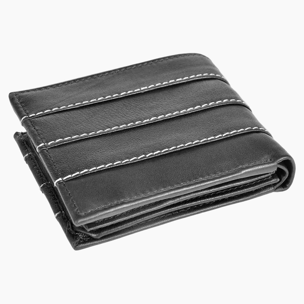 OHM New York Triple Front Line Stitched Designer Leather Wallet