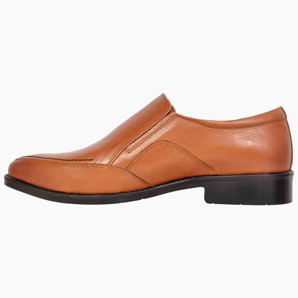 OHM New York Vamp Stitched Dress Leather Slip-On Shoes Tan