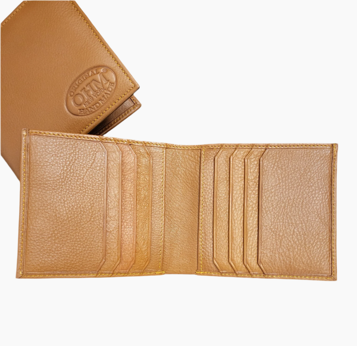 OHM New York Vertical Card Slot Leather Wallet Tan