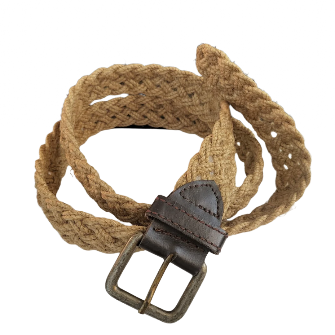 Women's Jute Waist Belt with Vintage Metal Buckle