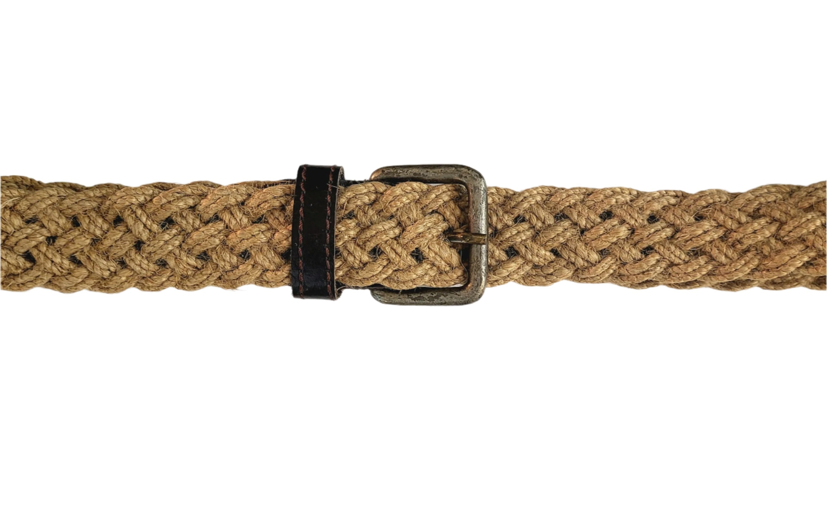 Women's Jute Waist Belt with Vintage Metal Buckle