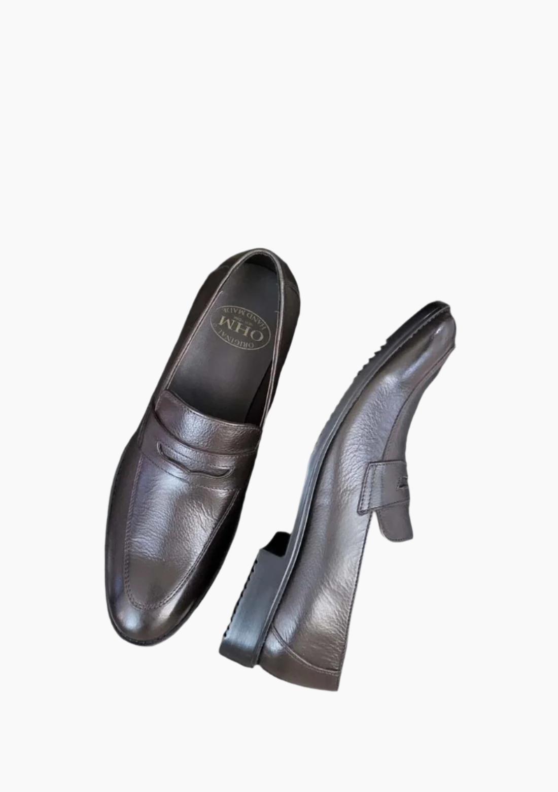 OHM Grained Penny Loafer Leather Shoes Coco Color