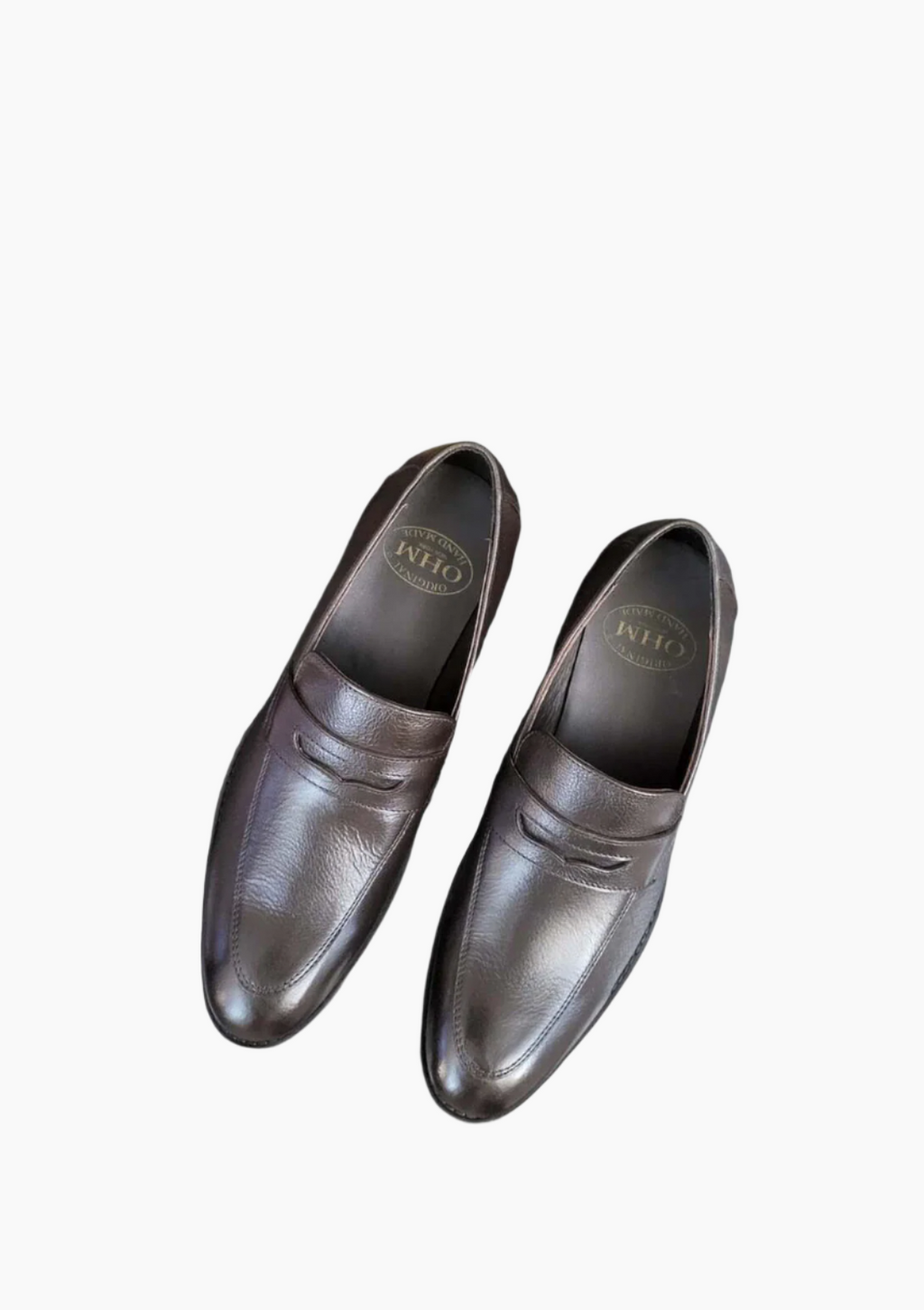 OHM Grained Penny Loafer Leather Shoes Coco Color