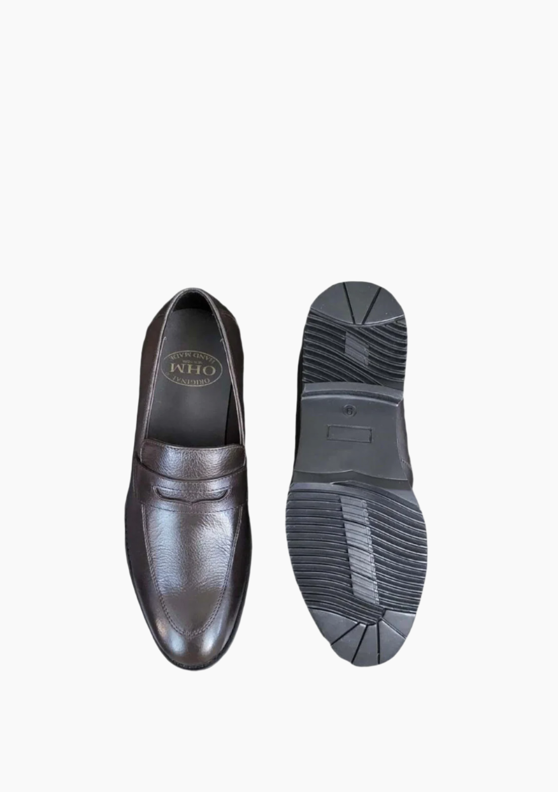 OHM Grained Penny Loafer Leather Shoes Coco Color