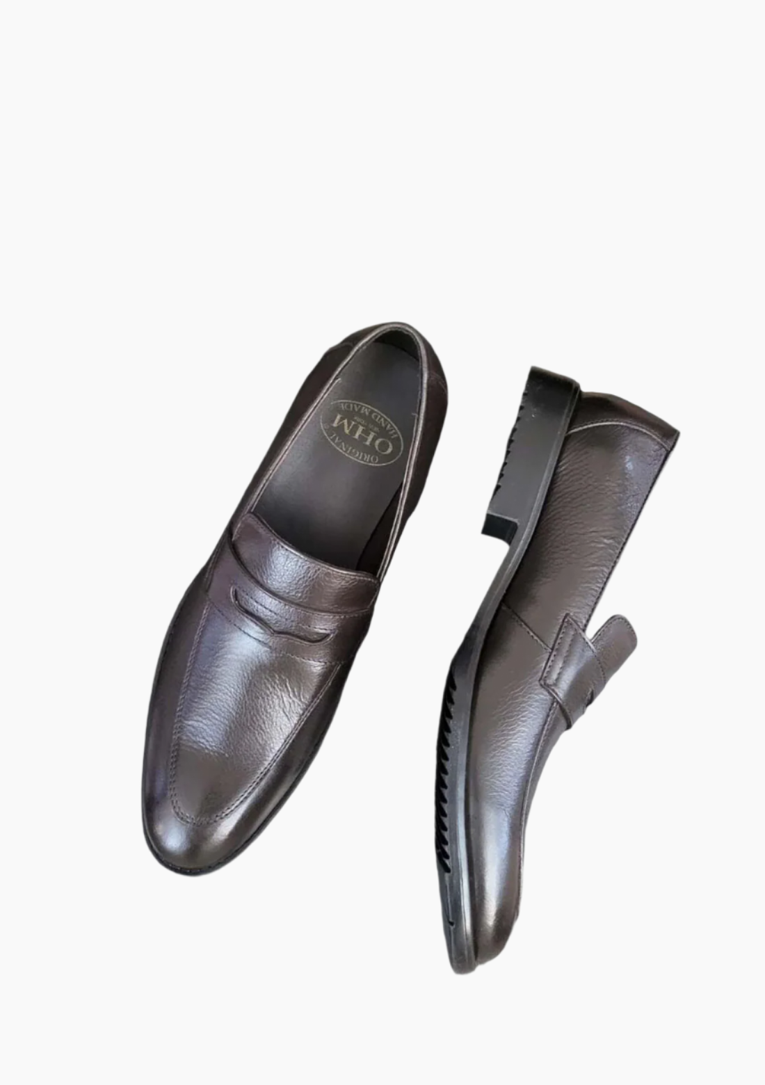 OHM Grained Penny Loafer Leather Shoes Coco Color