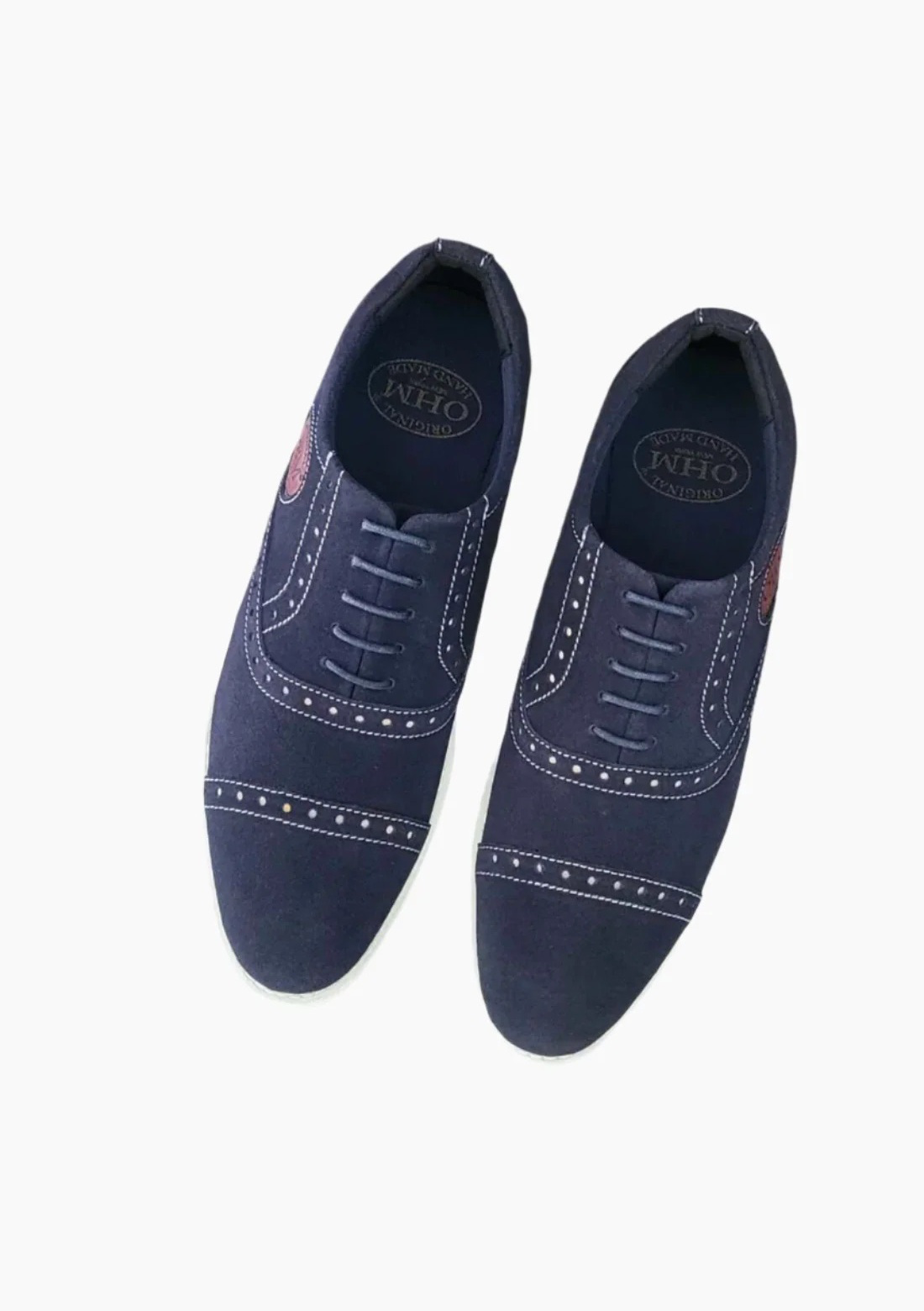 OHM Oxford Shoes in Italian Blue Leather with Perforation