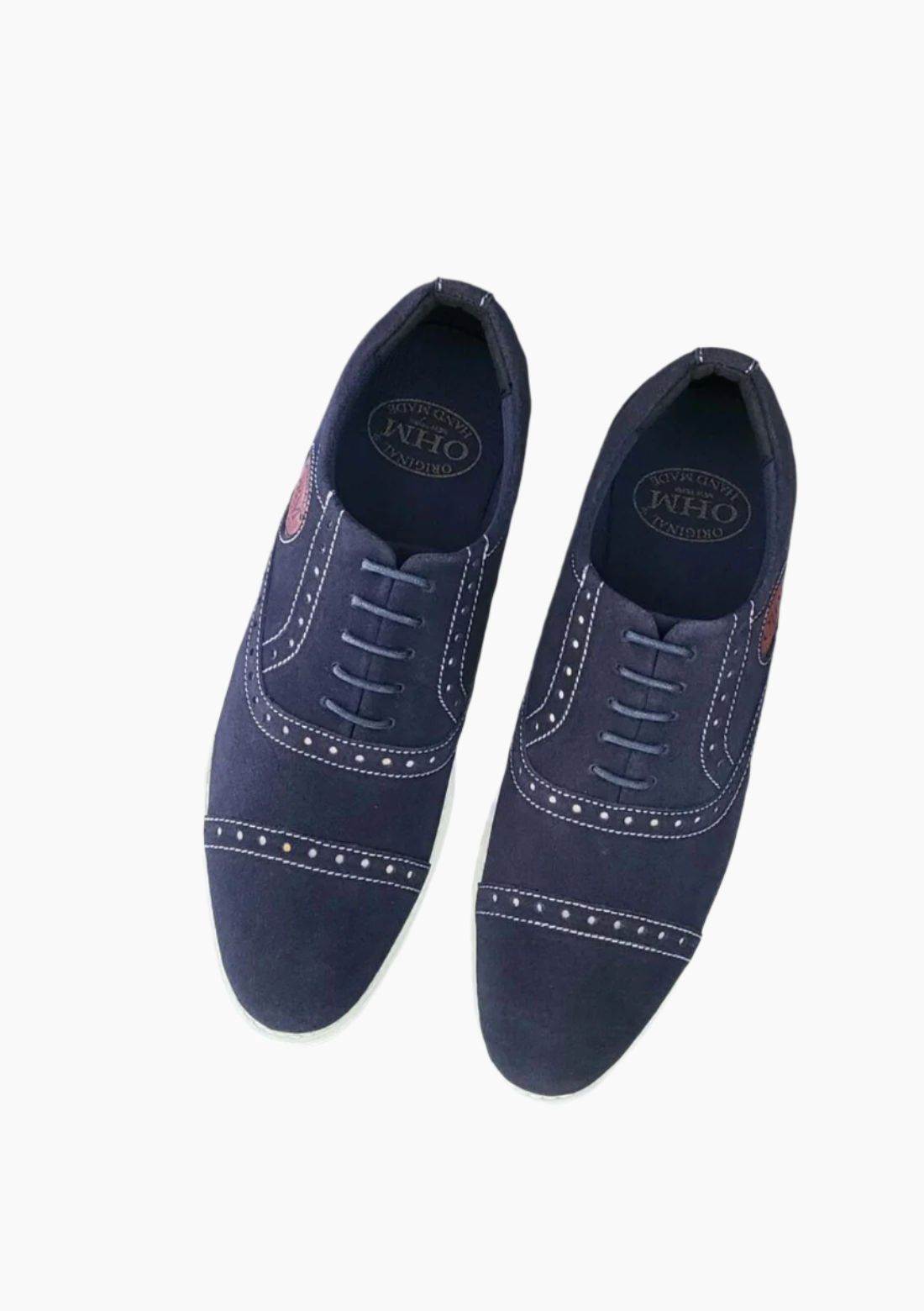 OHM Oxford Shoes in Italian Blue Leather with Perforation