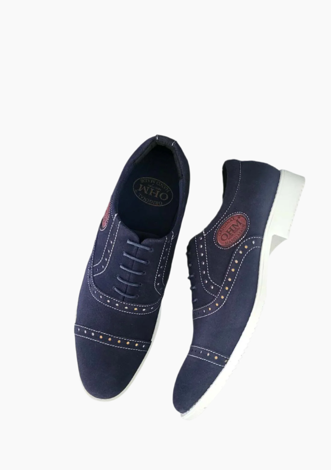 OHM Oxford Shoes in Italian Blue Leather with Perforation