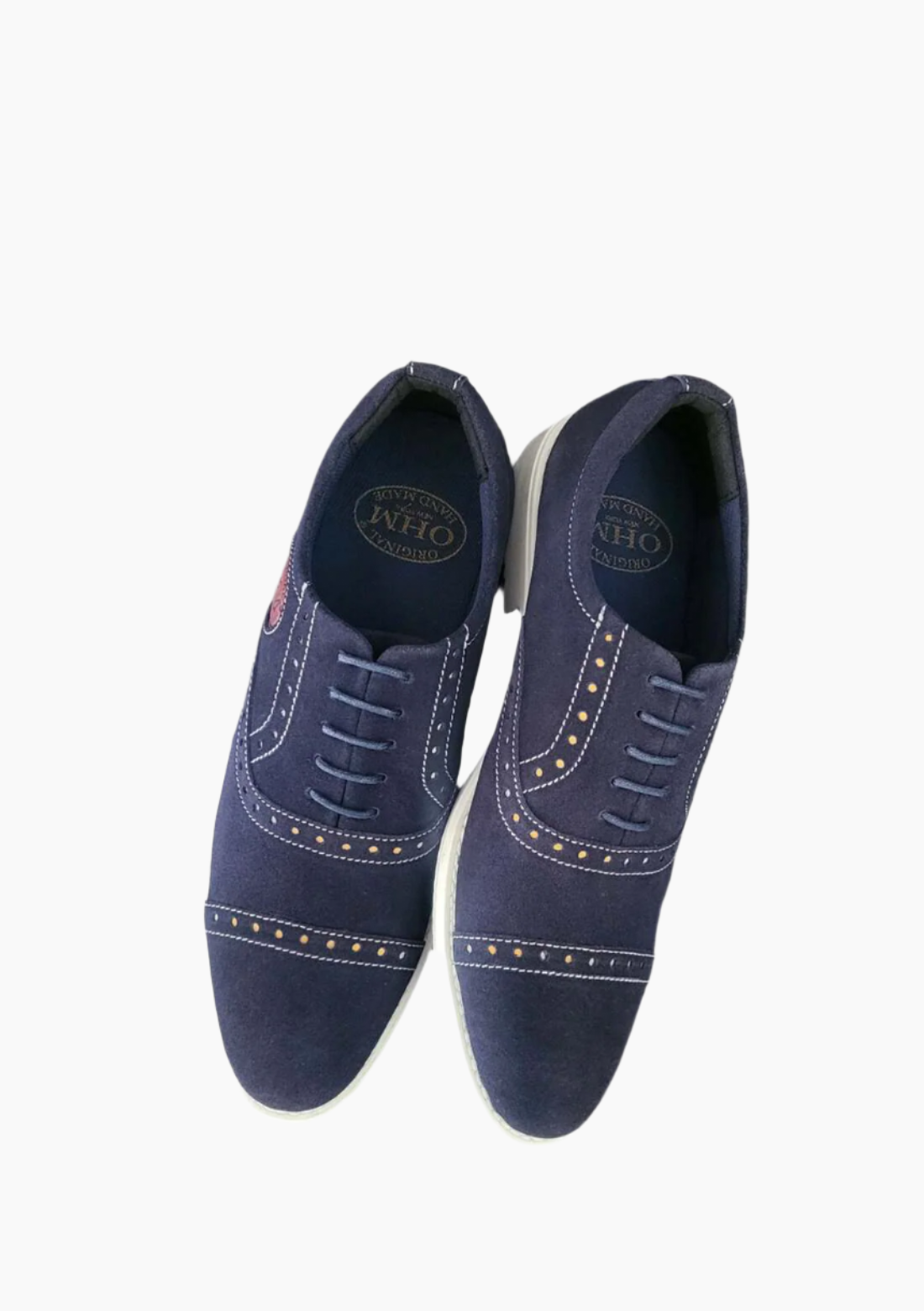 OHM Oxford Shoes in Italian Blue Leather with Perforation