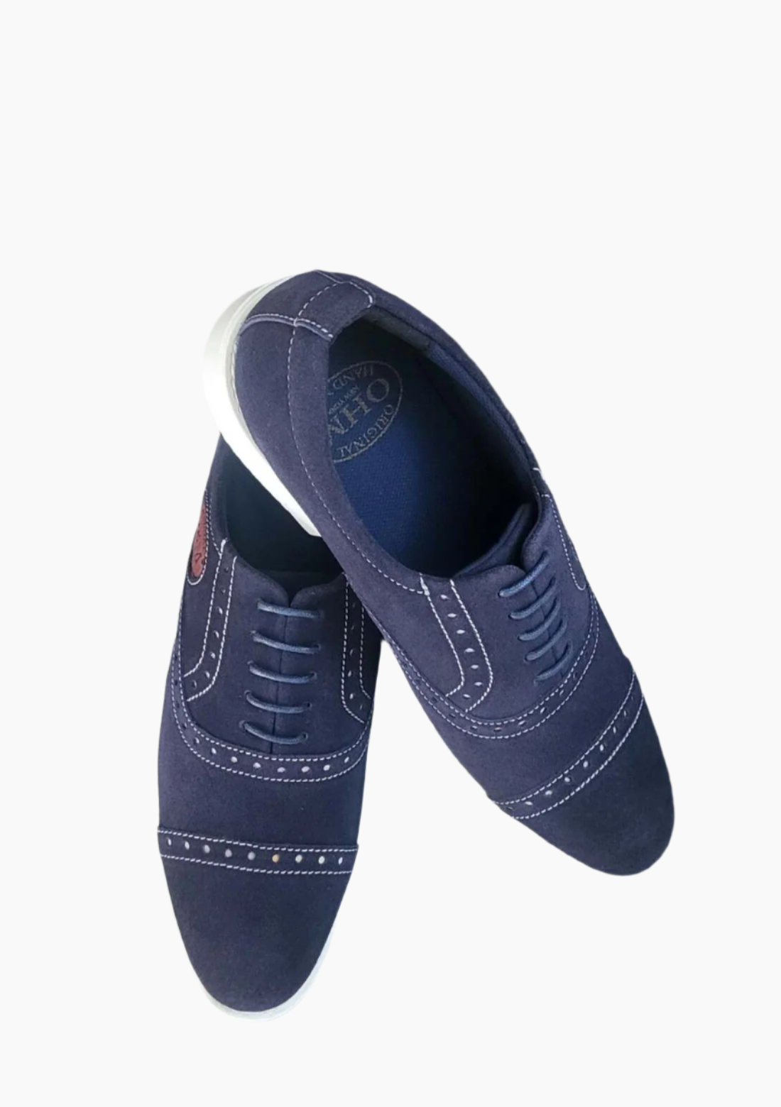 OHM Oxford Shoes in Italian Blue Leather with Perforation