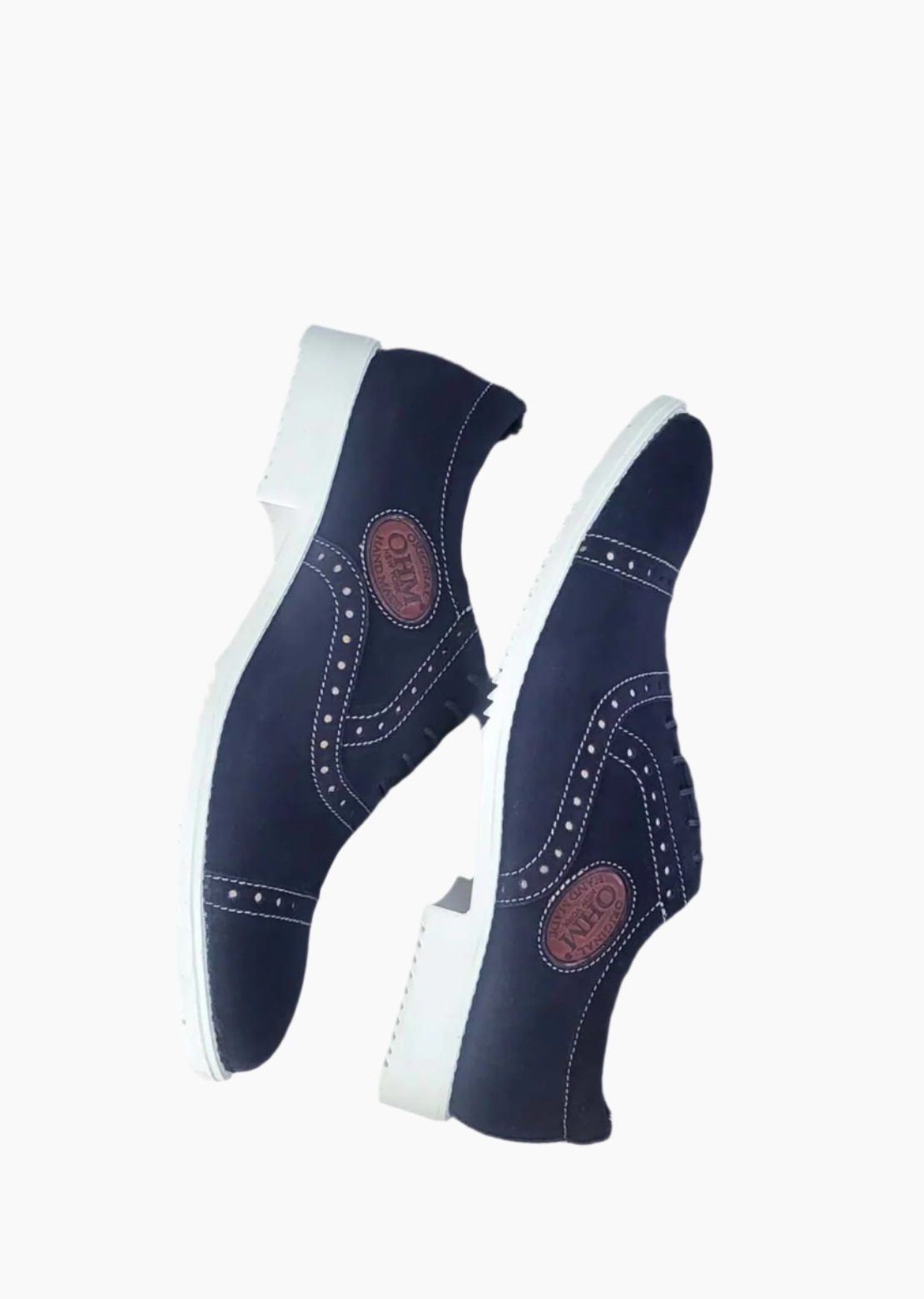OHM Oxford Shoes in Italian Blue Leather with Perforation