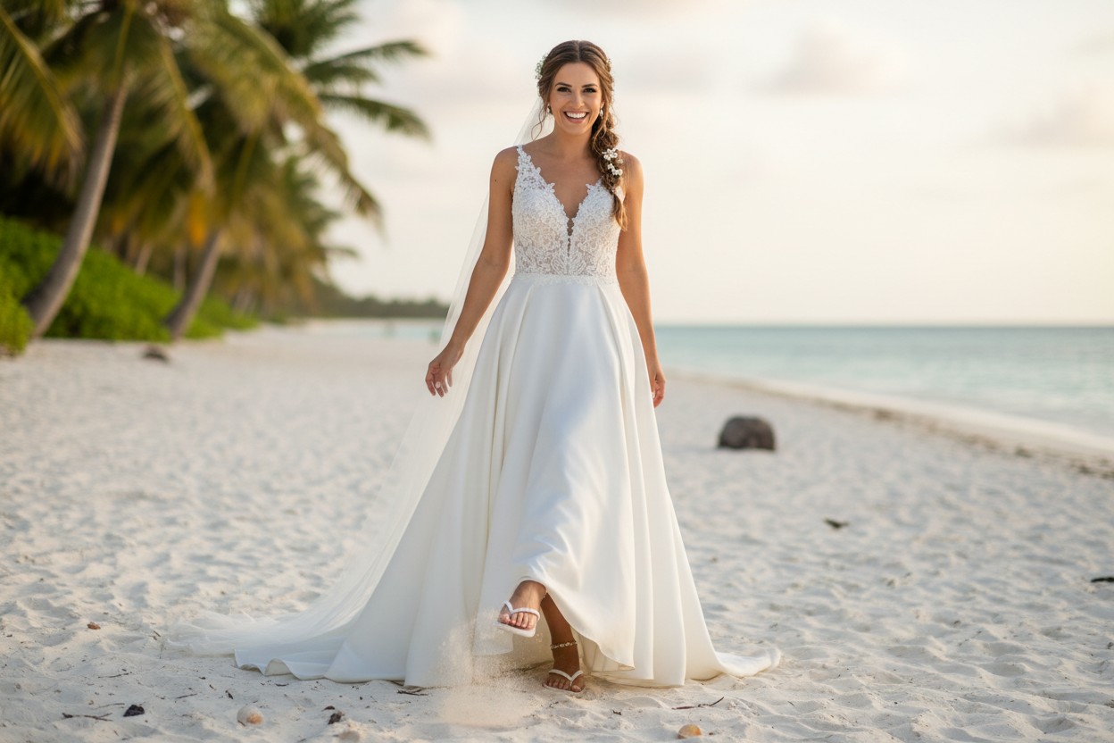 bride with flip flop 