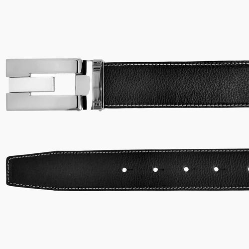 OHM New York Grained Soft Leather Perimeter Stitched Handmade Reversible Belts