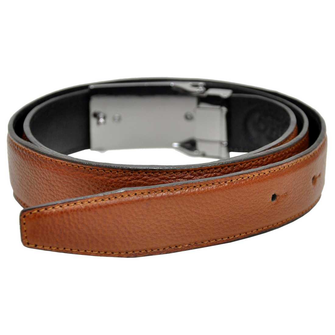 OHM New York Plain Leather Stitched Business Slim Belts