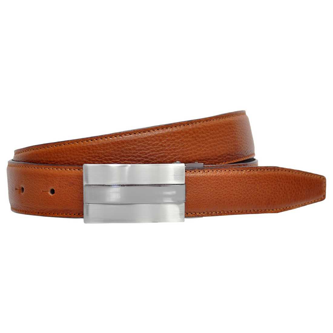 OHM New York Plain Leather Stitched Business Slim Belts