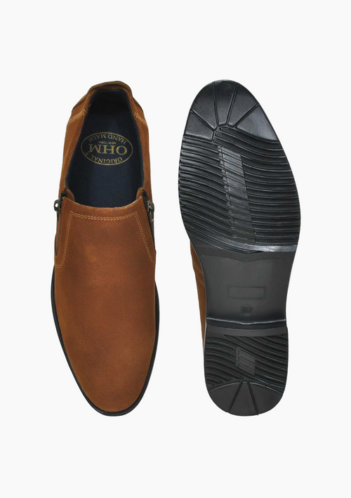 OHM Plain Toe Leather Slip-On Shoes for Evening Style