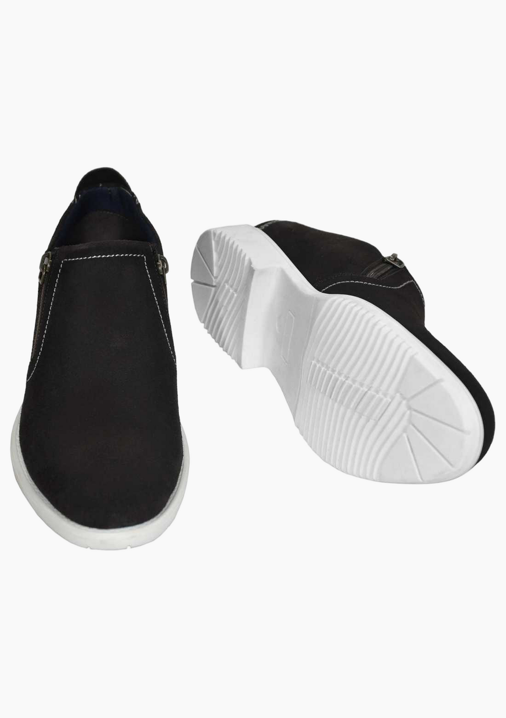 OHM Plain Toe Zip Closure Slip-on Leather Shoes