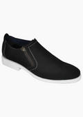 OHM Plain Toe Zip Closure Slip-on Leather Shoes