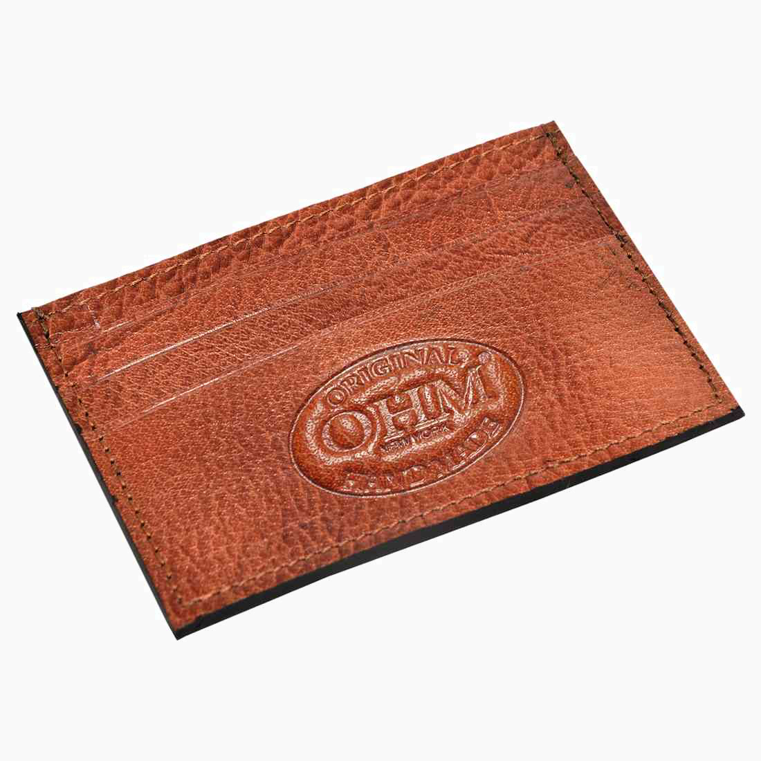 OHM New York Leather Card Case in Cognac Black