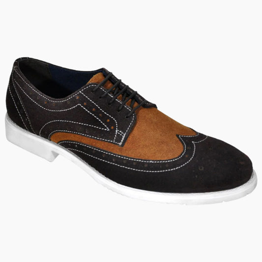 OHM Classic Comfort Wingtip Leather Shoes in Brown/ Tan