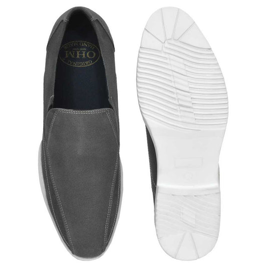 Casual Grey Premium Classic Leather Iconic Slip-On Shoes
