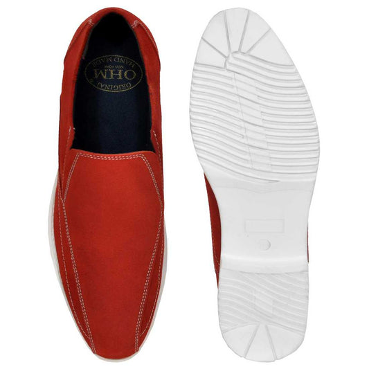 Men's Premium Italian Leather Slip-on Shoes with Stitched Toe Rubber Sole