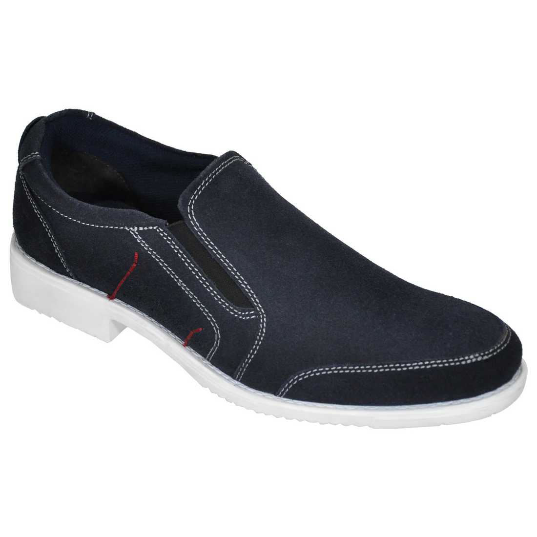 OHM New York Vamp Stitched Leather Slip-on Shoes Blue