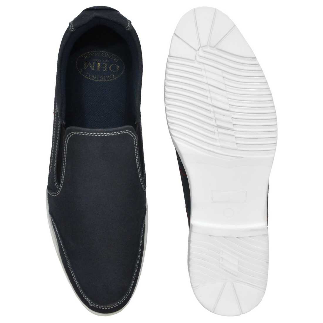 OHM New York Vamp Stitched Leather Slip-on Shoes Blue