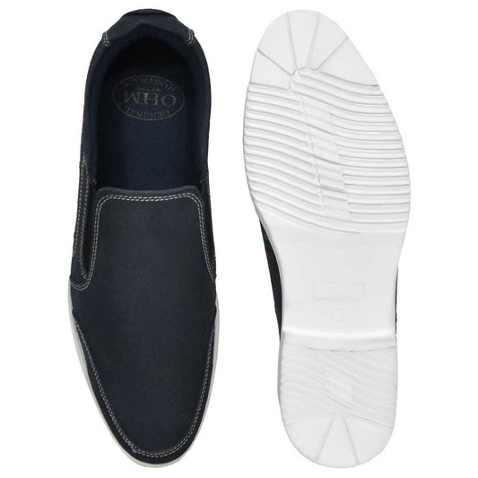 Vamp Stitched Leather Slip-on Walking Shoes with Superior Comfort