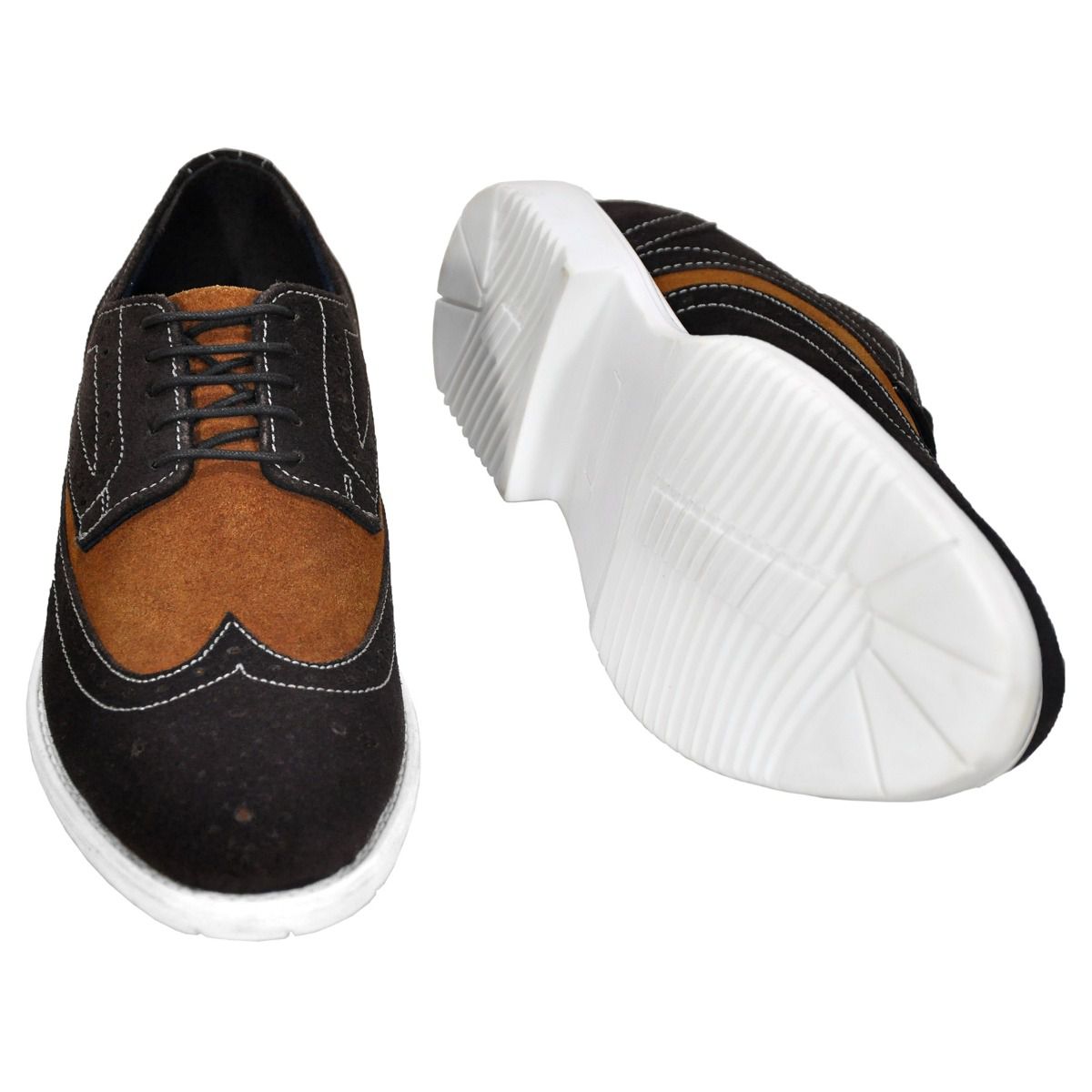 Classic Comfort Wingtip Leather Shoes in Brown/ Tan