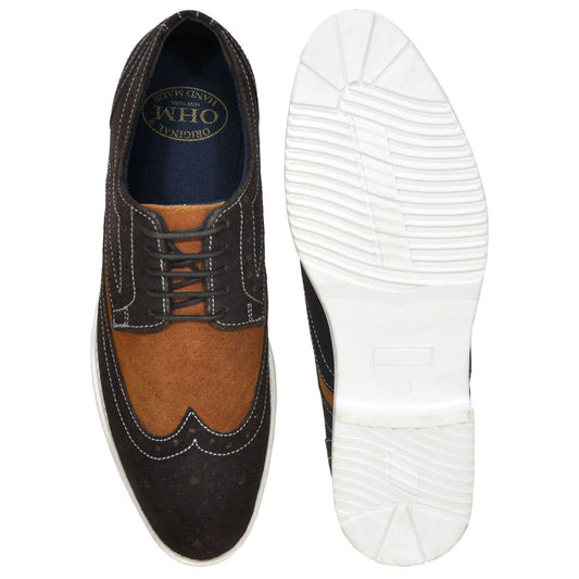 Classic Comfort Wingtip Leather Shoes in Brown/ Tan