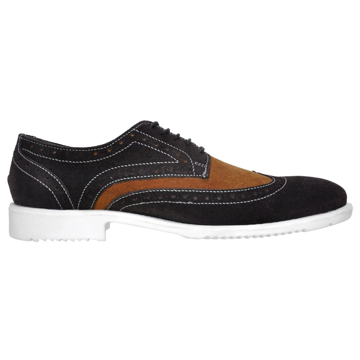Classic Comfort Wingtip Leather Shoes in Brown/ Tan