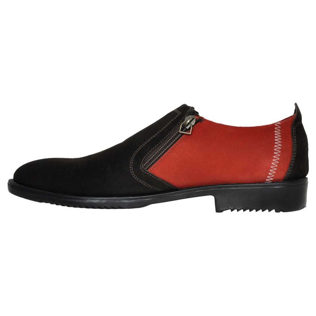 OHM New York Plain Toe Zip Closure Slip-on Leather Shoes