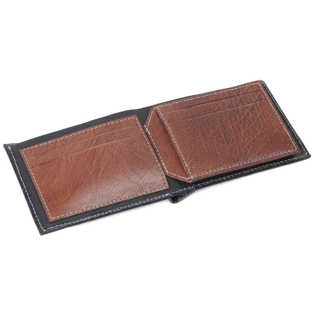 OHM Leather New York Wallet in Black/ Tan