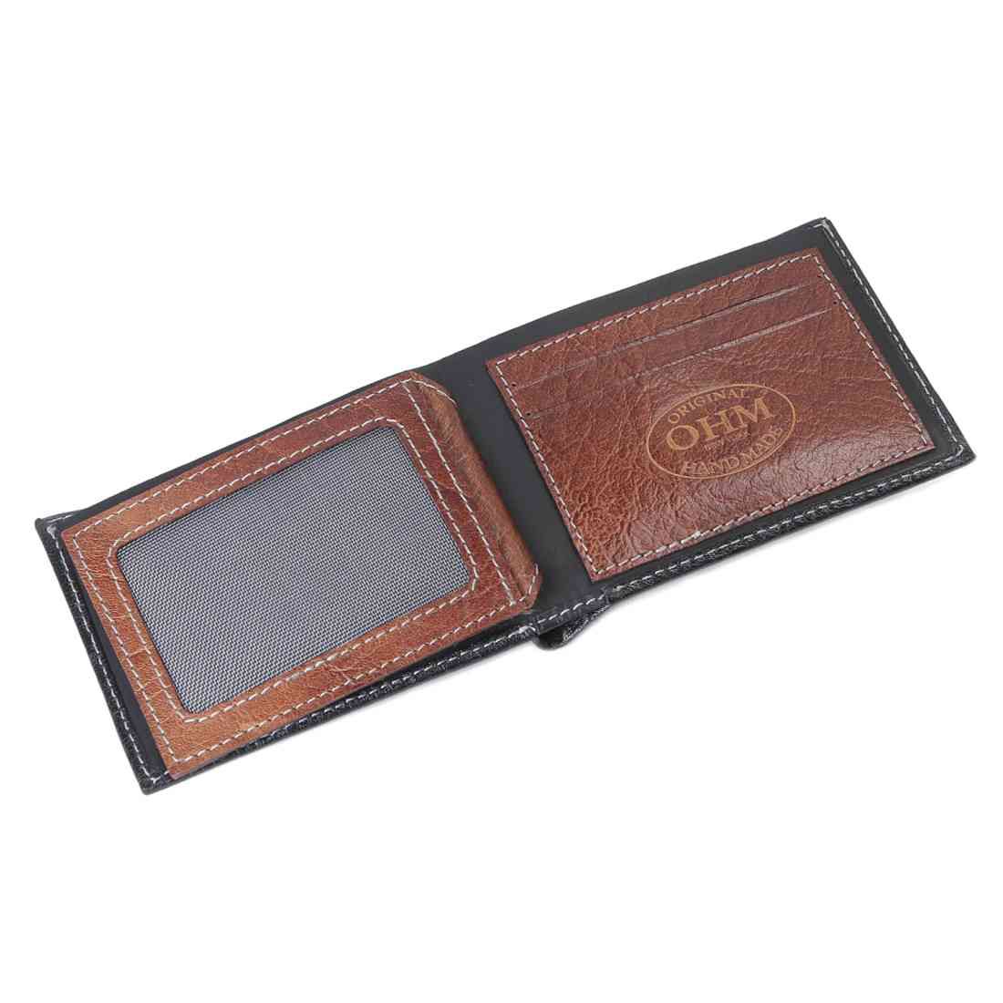 OHM Leather New York Wallet in Black/ Tan