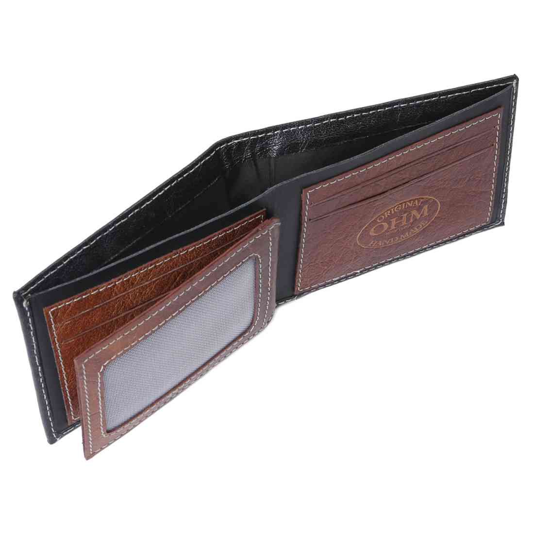 OHM Leather New York Wallet in Black/ Tan