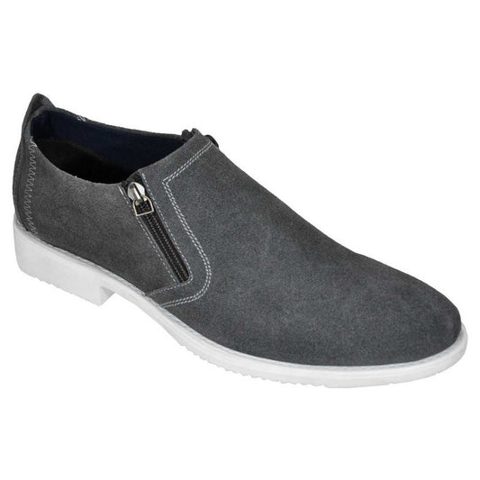 OHM New York Plain Toe Zip Closure Slip-on Leather Shoes