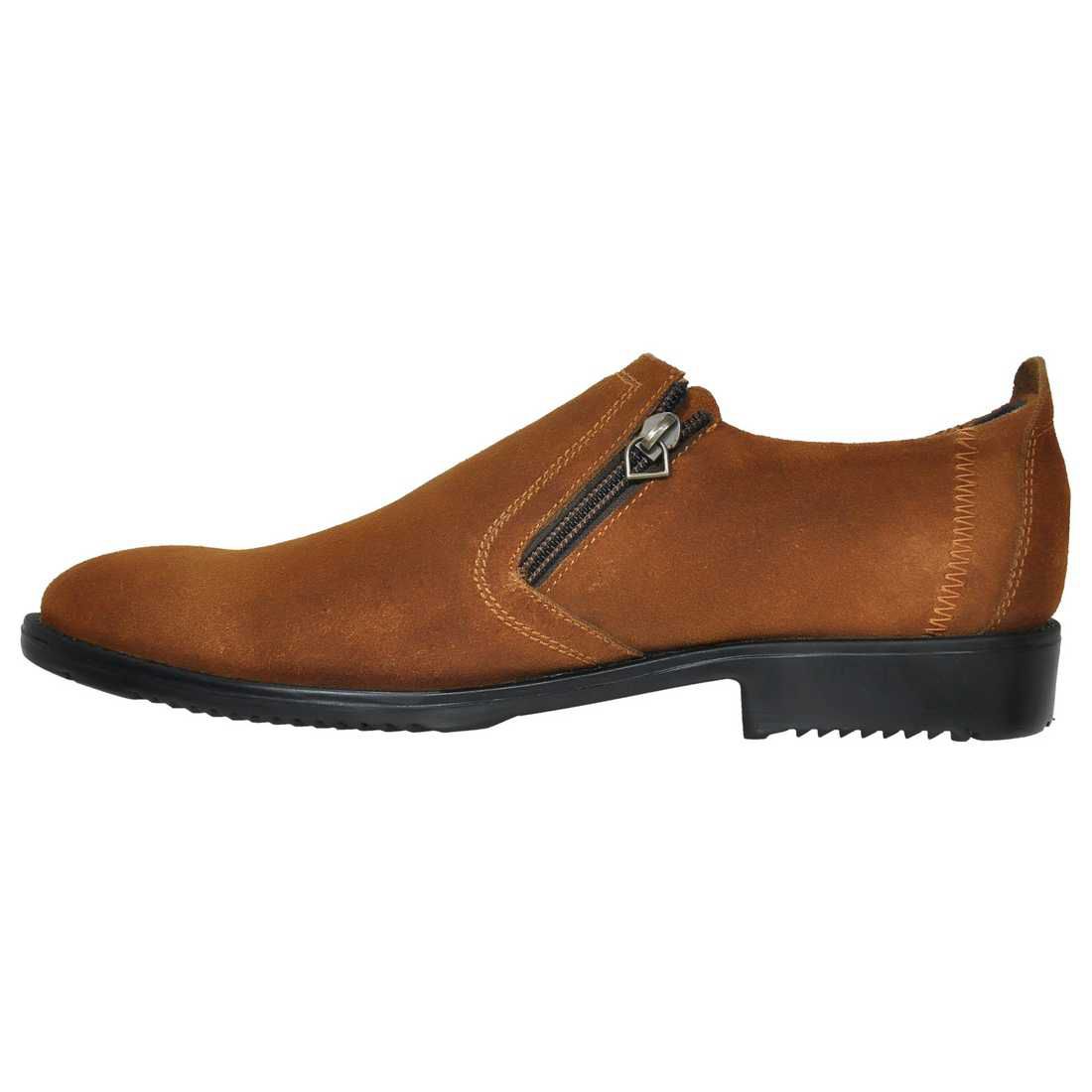 OHM New York Plain Toe Zip Closure Slip-on Leather Shoes