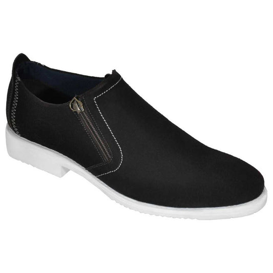 OHM New York Plain Toe Zip Closure Slip-on Leather Shoes