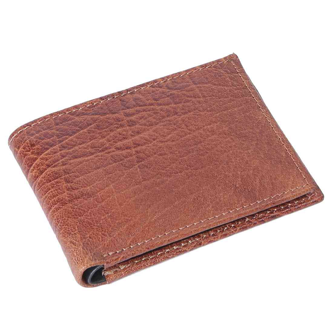 OHM New York Bill Fold Leather Wallet in Cognac and Black