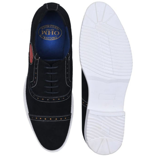 Friday All Day Comfort Black Italian Leather Oxford with Embossed Logo